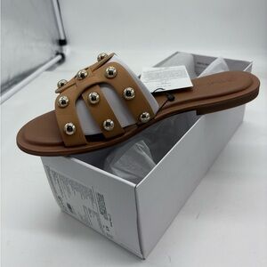 Chic Tan Sandals with Silver Studs